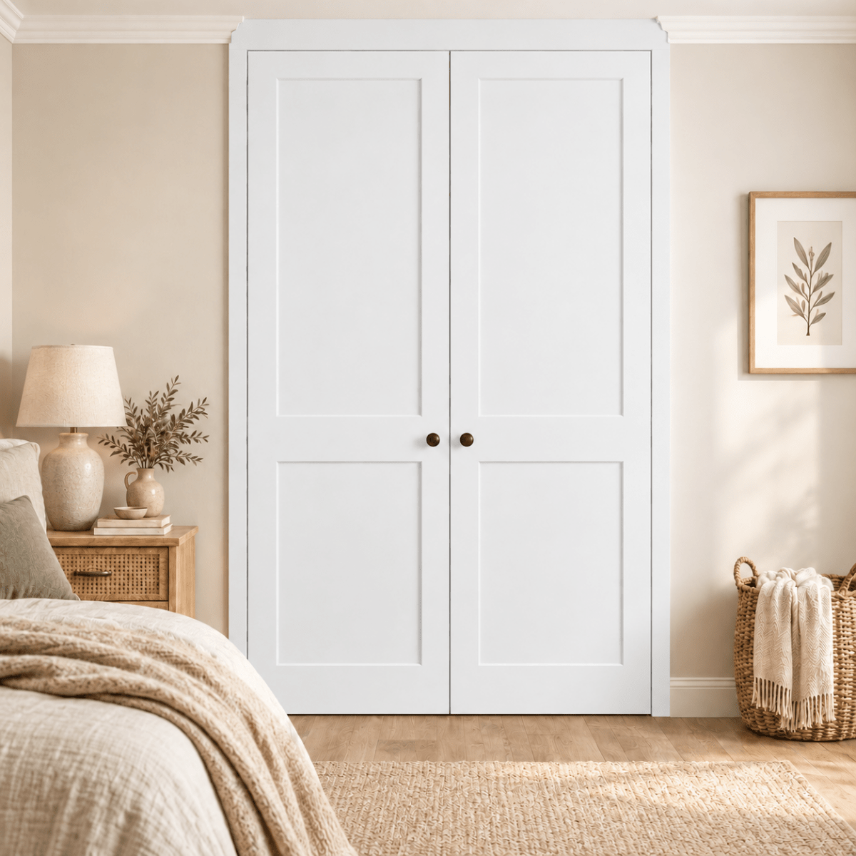 2 Door 2 Panel Shaker Front Frame Fitted Wardrobe - Widths Available 800mm - 1400mm 8 - Online Bedrooms