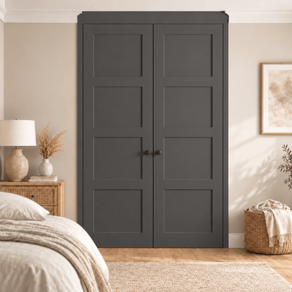 2 Door 4 Panel Shaker Front Frame Fitted Wardrobe - Widths Available 800mm - 1400mm 10 - Online Bedrooms