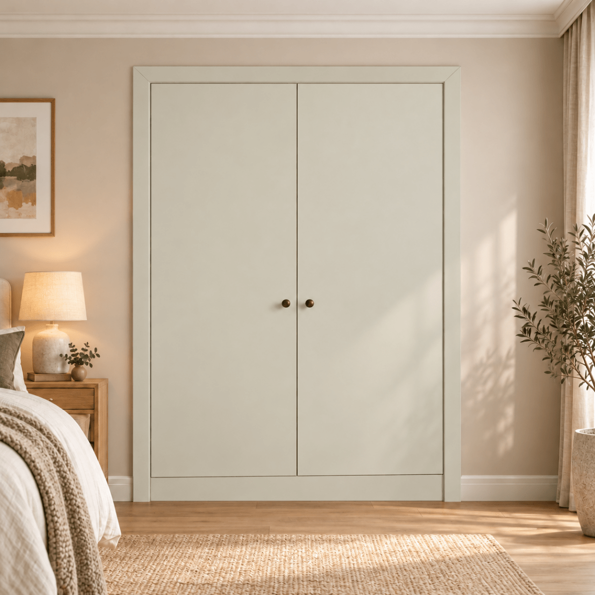 2 Door Modern Slab Front Frame Fitted Wardrobe - Widths Available 800mm - 1400mm 10 - Online Bedrooms