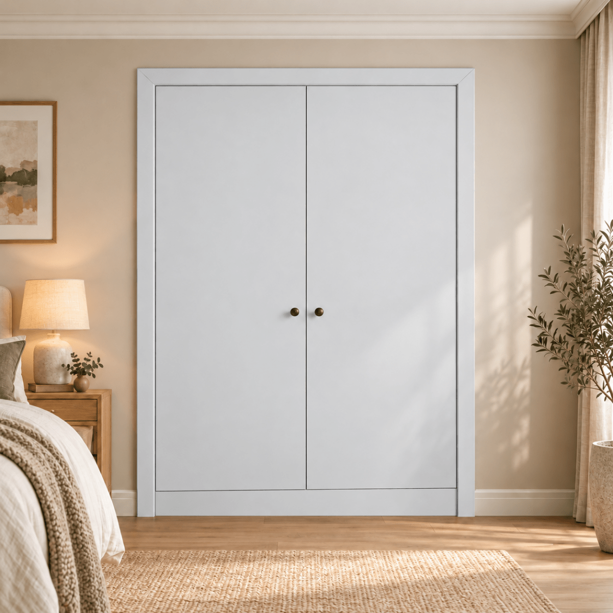 2 Door Modern Slab Front Frame Fitted Wardrobe - Widths Available 800mm - 1400mm 7 - Online Bedrooms