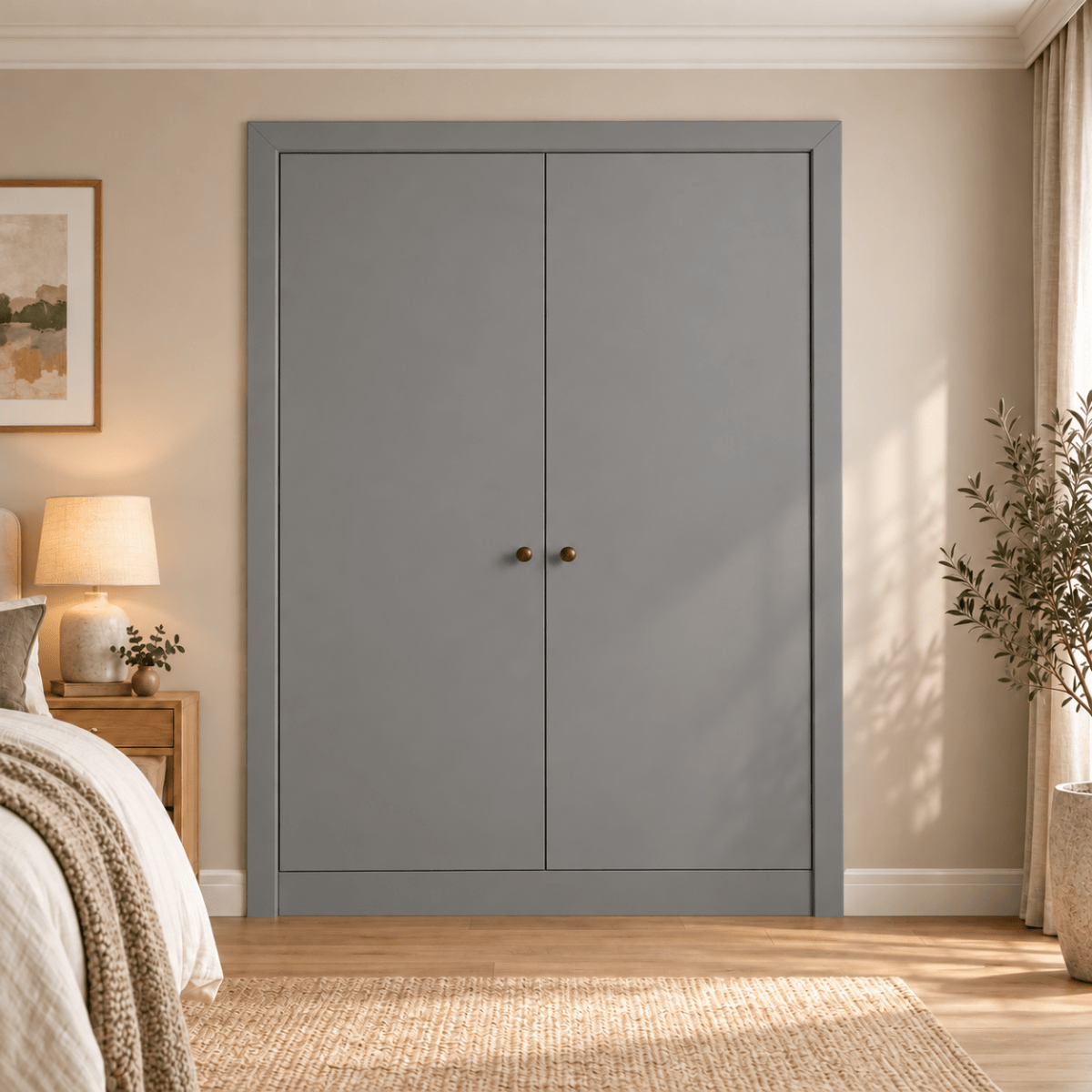 2 Door Modern Slab Front Frame Fitted Wardrobe - Widths Available 800mm - 1400mm 9 - Online Bedrooms