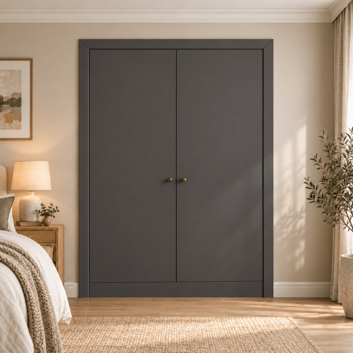 2 Door Modern Slab Front Frame Fitted Wardrobe - Widths Available 800mm - 1400mm 12 - Online Bedrooms