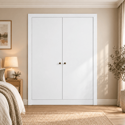 2 Door Modern Slab Front Frame Fitted Wardrobe - Widths Available 800mm - 1400mm 8 - Online Bedrooms