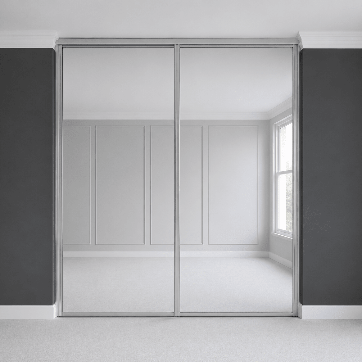 2 x Custom Made Single Panel Mirrored Sliding Wardrobe Door 1 - Online Bedrooms