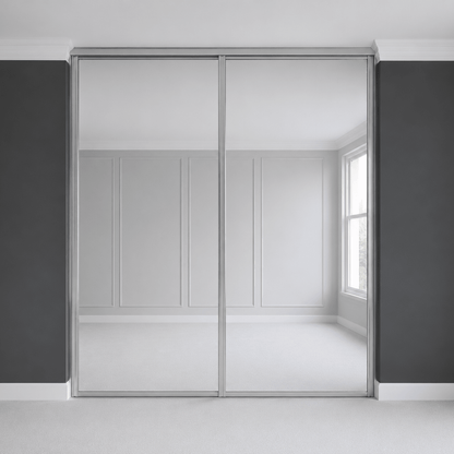2 x Custom Made Single Panel Mirrored Sliding Wardrobe Door 1 - Online Bedrooms