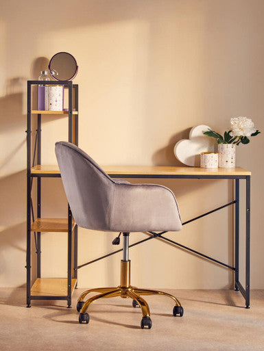 Brent Grey Velvet And Gold Base Home Office Chair