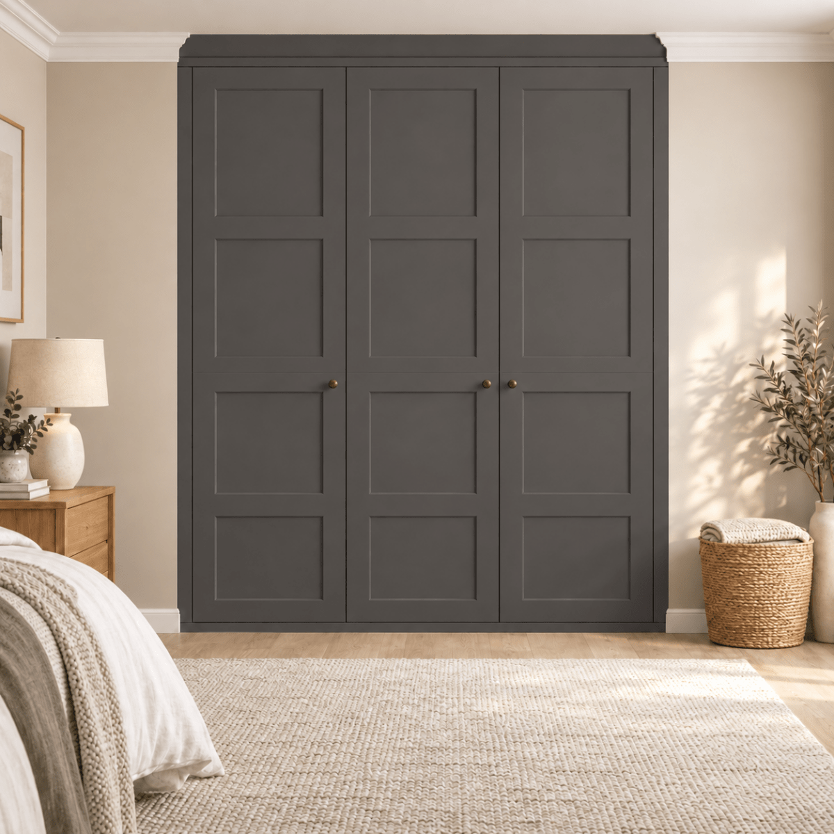 3 Door 4 Panel Shaker Front Frame Fitted Wardrobe - Widths Available 1401mm - 2000mm 7 - Online Bedrooms