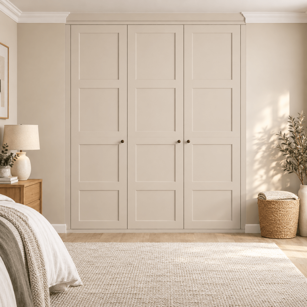 3 Door 4 Panel Shaker Front Frame Fitted Wardrobe - Widths Available 1401mm - 2000mm 1 - Online Bedrooms