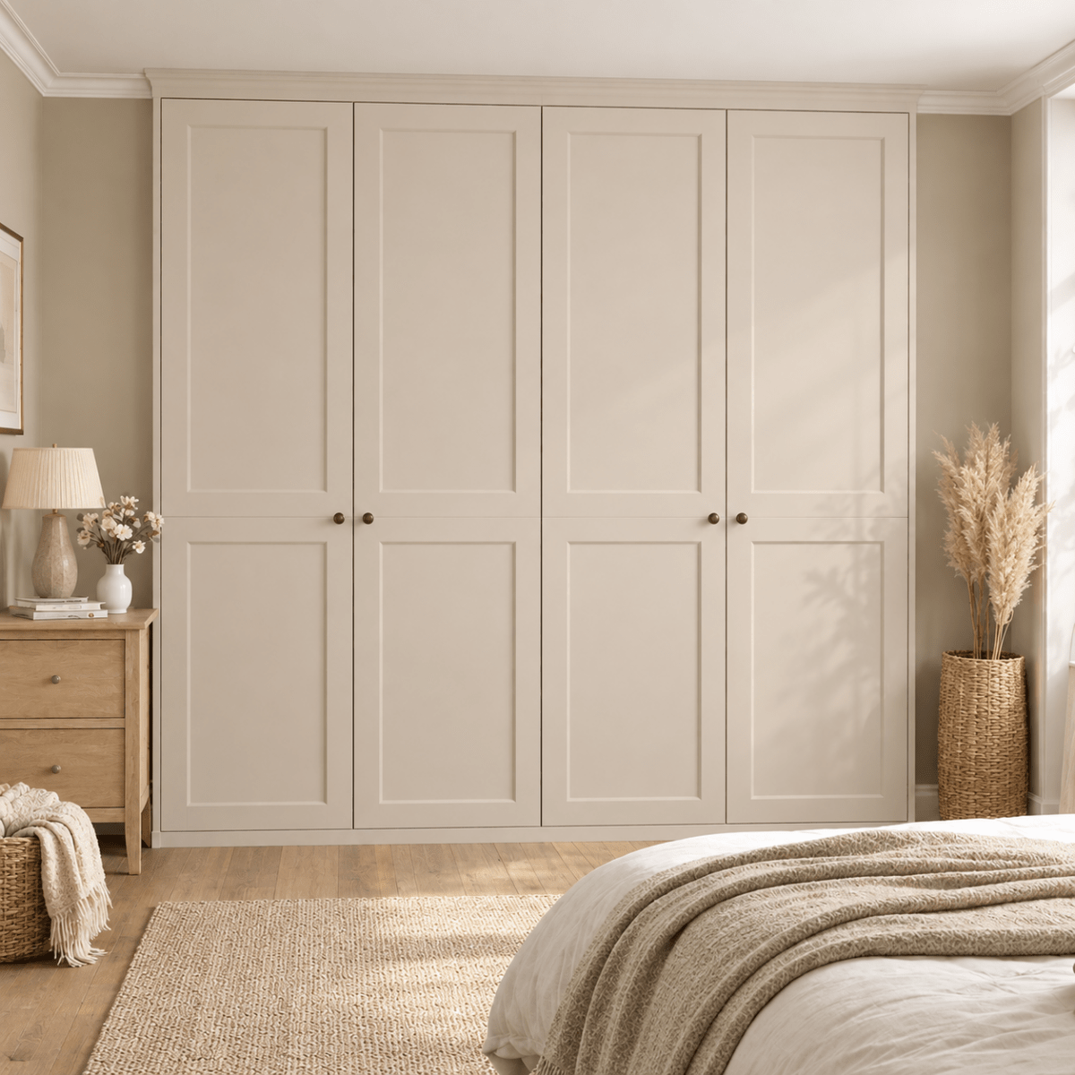 4 Door 2 Panel Shaker Front Frame Fitted Wardrobe - Widths Available 2001 - 2600mm 1 - Online Bedrooms