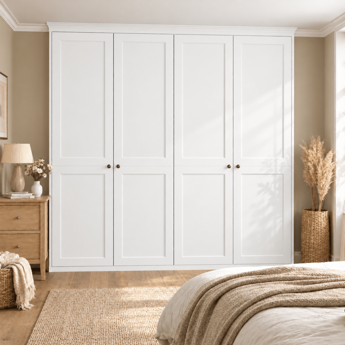 4 Door 2 Panel Shaker Front Frame Fitted Wardrobe - Widths Available 2001 - 2600mm 14 - Online Bedrooms