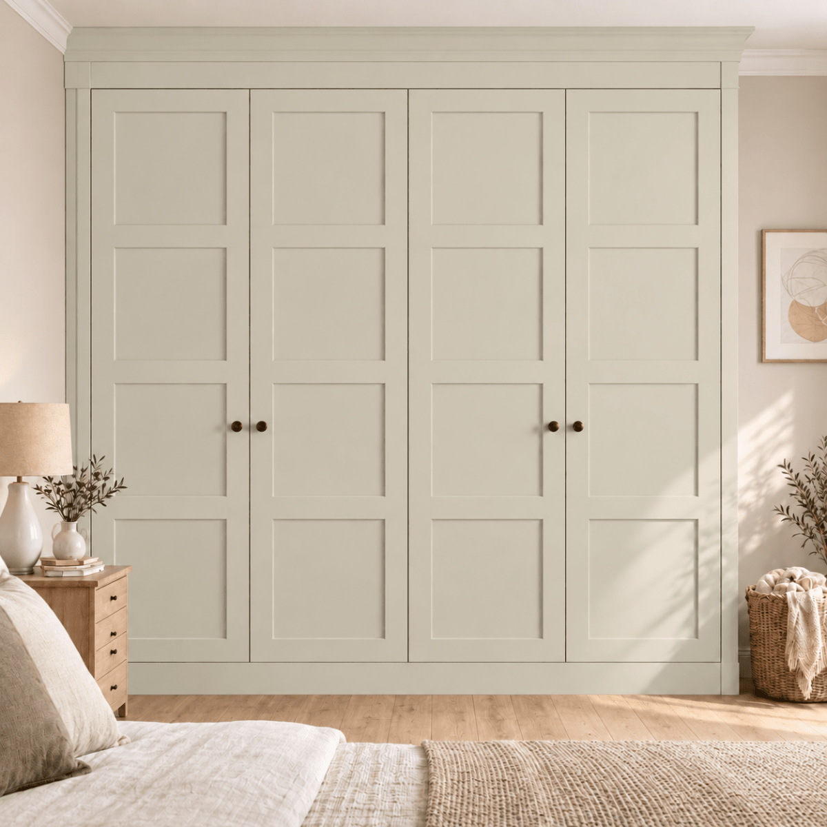 4 Door 4 Panel Shaker Front Frame Fitted Wardrobe - Widths Available 2001 - 2600mm 8 - Online Bedrooms
