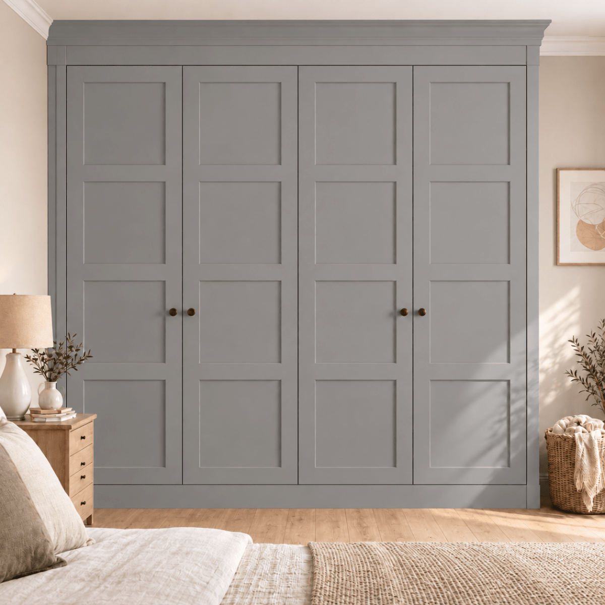 4 Door 4 Panel Shaker Front Frame Fitted Wardrobe - Widths Available 2001 - 2600mm 14 - Online Bedrooms