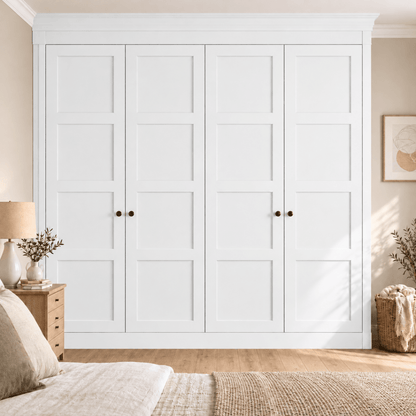 4 Door 4 Panel Shaker Front Frame Fitted Wardrobe - Widths Available 2001 - 2600mm 9 - Online Bedrooms