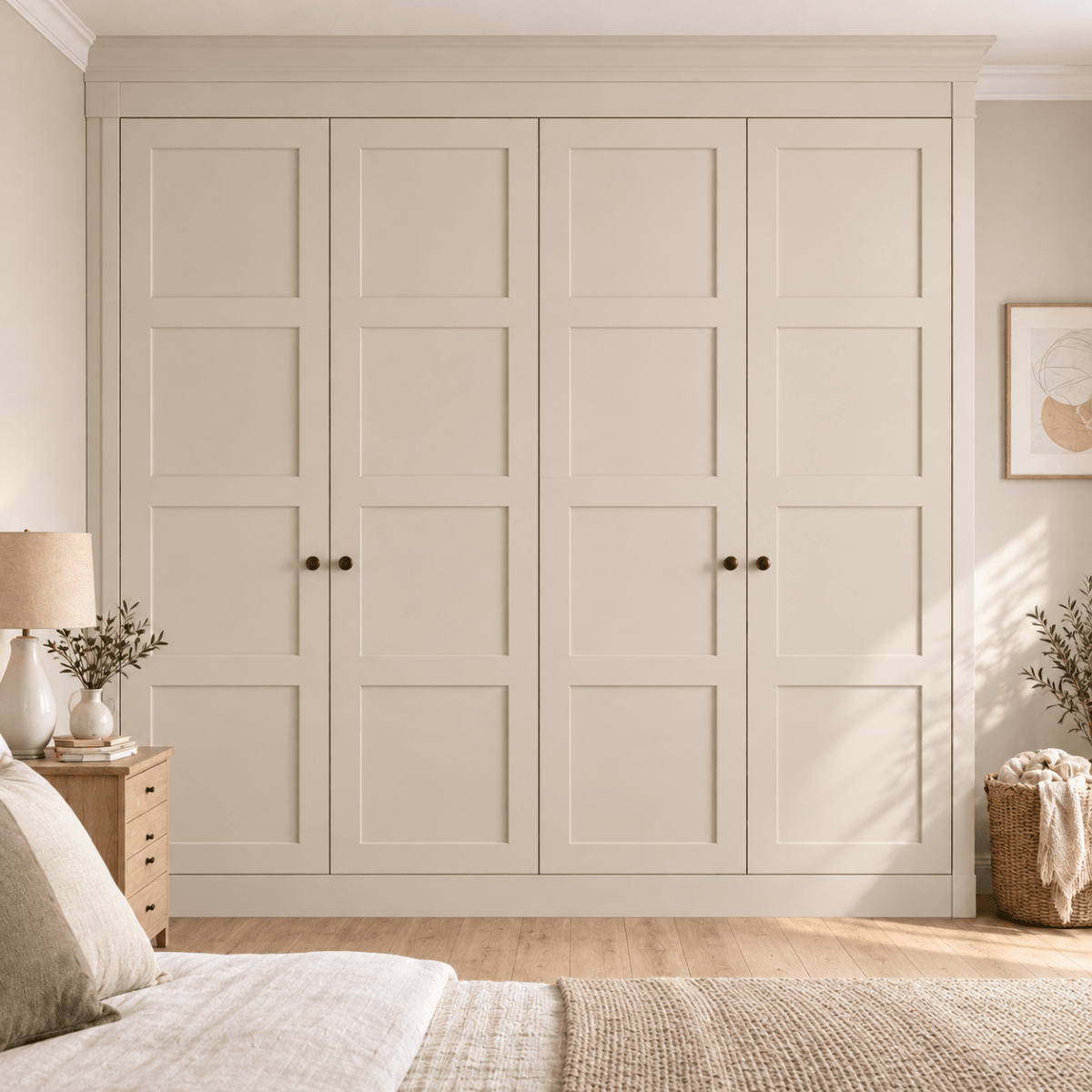 4 Door 4 Panel Shaker Front Frame Fitted Wardrobe - Widths Available 2001 - 2600mm 1 - Online Bedrooms