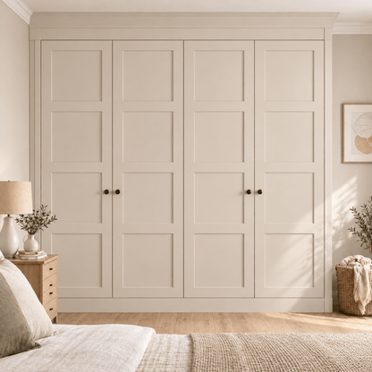 4 Door 4 Panel Shaker Front Frame Fitted Wardrobe - Widths Available 2001 - 2600mm 1 - Online Bedrooms