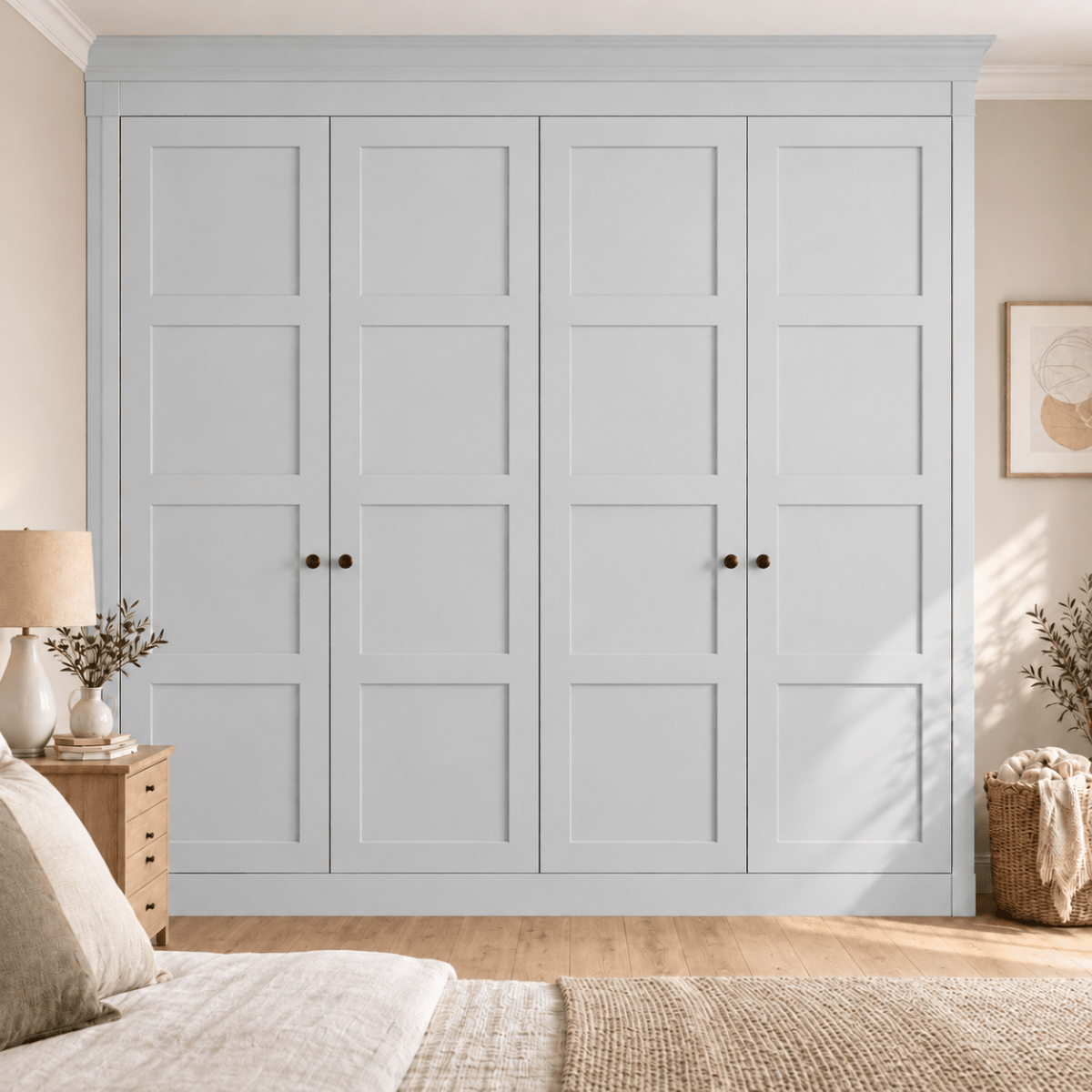 4 Door 4 Panel Shaker Front Frame Fitted Wardrobe - Widths Available 2001 - 2600mm 12 - Online Bedrooms