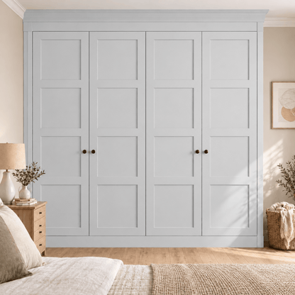 4 Door 4 Panel Shaker Front Frame Fitted Wardrobe - Widths Available 2001 - 2600mm 12 - Online Bedrooms