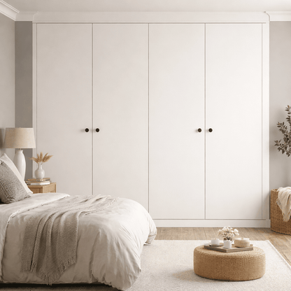 4 Door Modern Slab Front Frame Fitted Wardrobe - Widths Available 2001 - 2600mm 1 - Online Bedrooms