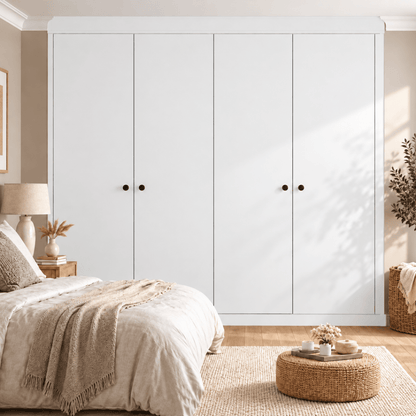 4 Door Modern Slab Front Frame Fitted Wardrobe - Widths Available 2001 - 2600mm 9 - Online Bedrooms