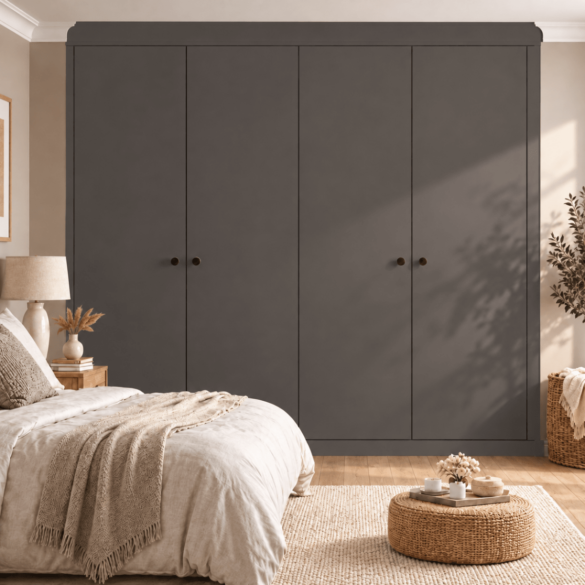 4 Door Modern Slab Front Frame Fitted Wardrobe - Widths Available 2001 - 2600mm 12 - Online Bedrooms
