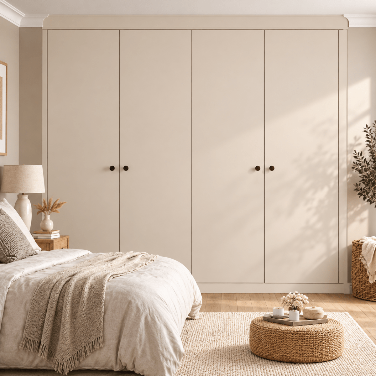 4 Door Modern Slab Front Frame Fitted Wardrobe - Widths Available 2001 - 2600mm 1 - Online Bedrooms