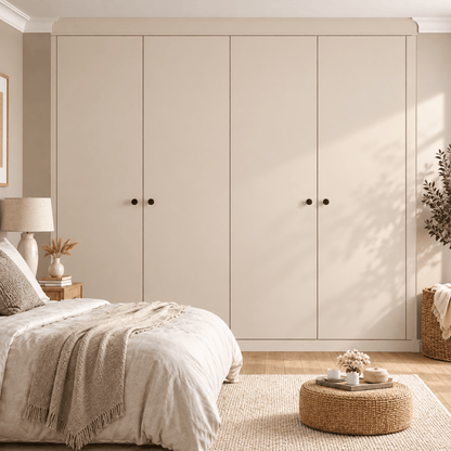 4 Door Modern Slab Front Frame Fitted Wardrobe - Widths Available 2001 - 2600mm 1 - Online Bedrooms