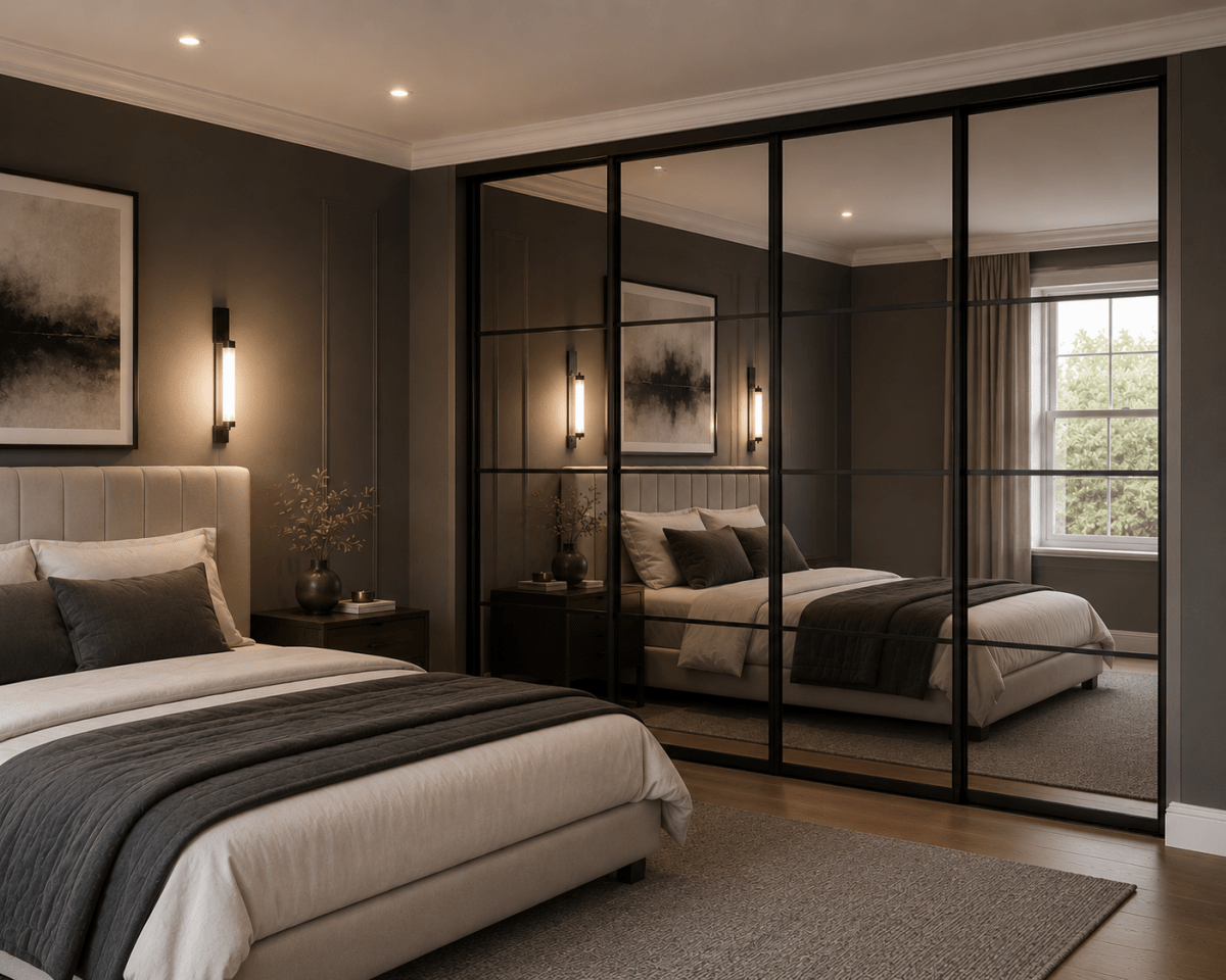 4 Panel Mirrored Sliding Wardrobe Doors - Widths Available 2524mm - 4140mm 1 - Online Bedrooms