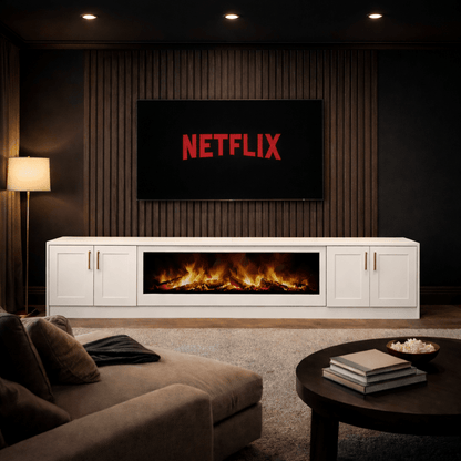 40" Fireplace Media Wall Entertainment with Shaker Door Base - For Up to 100" TVs 9 - Online Bedrooms