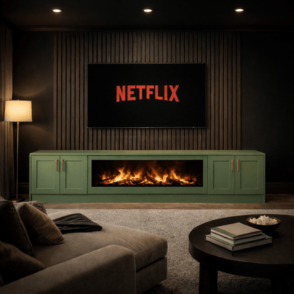 40" Fireplace Media Wall Entertainment with Shaker Door Base - For Up to 100" TVs 10 - Online Bedrooms