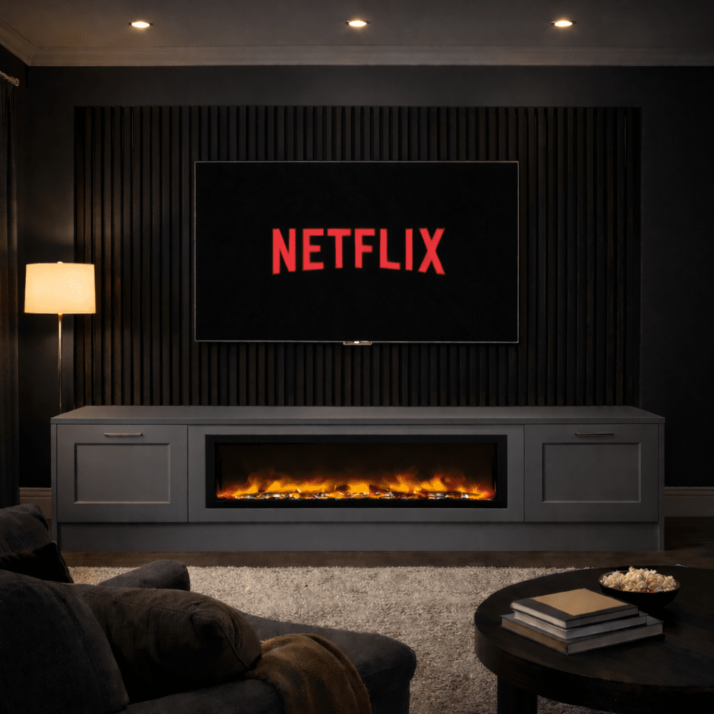 40" Fireplace Media Wall Entertainment with Shaker Door Base - For Up to 100" TVs 3 - Online Bedrooms