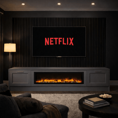 40" Fireplace Media Wall Entertainment with Shaker Door Base - For Up to 100" TVs 3 - Online Bedrooms
