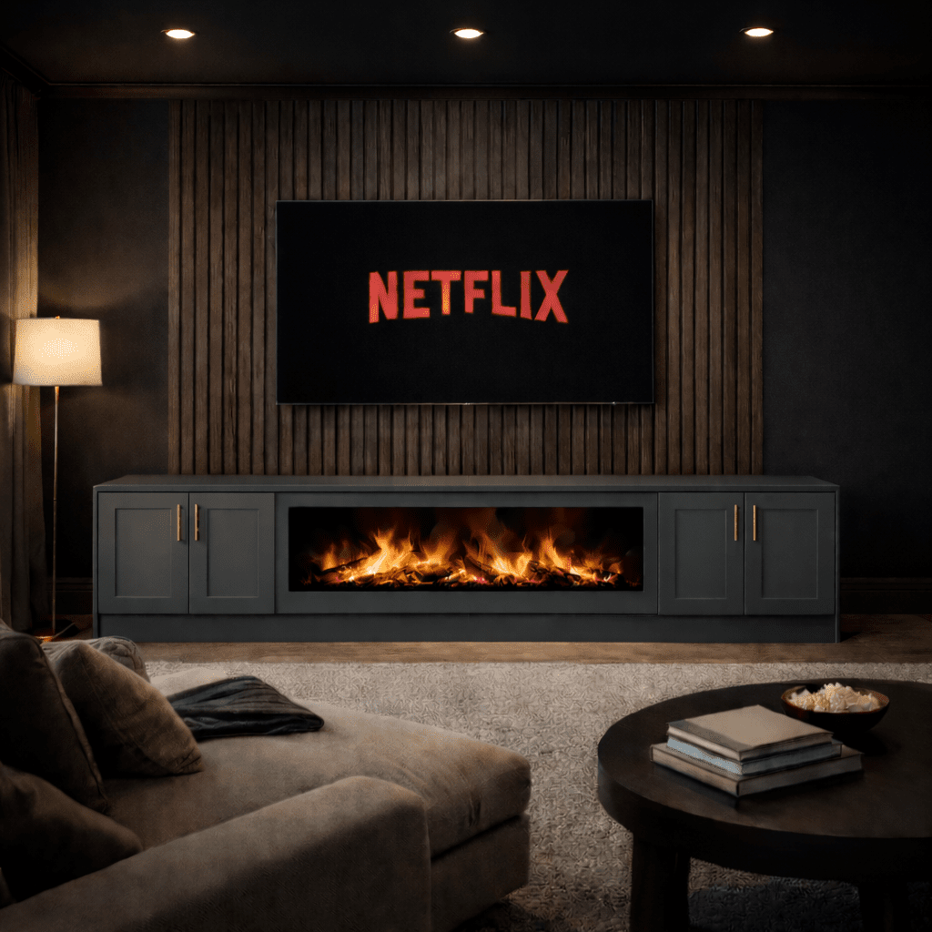 40" Fireplace Media Wall Entertainment with Shaker Door Base - For Up to 100" TVs 12 - Online Bedrooms