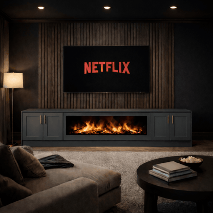 40" Fireplace Media Wall Entertainment with Shaker Door Base - For Up to 100" TVs 12 - Online Bedrooms