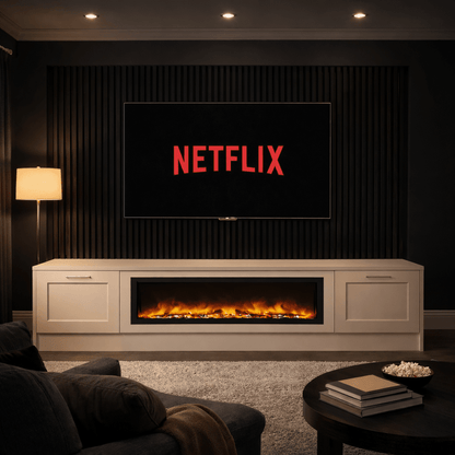 40" Fireplace Media Wall Entertainment with Shaker Door Base - For Up to 100" TVs 6 - Online Bedrooms