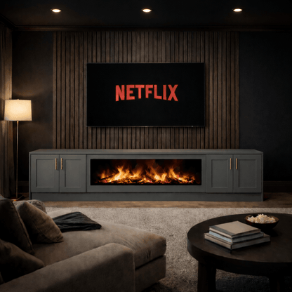 40" Fireplace Media Wall Entertainment with Shaker Door Base - For Up to 100" TVs 11 - Online Bedrooms