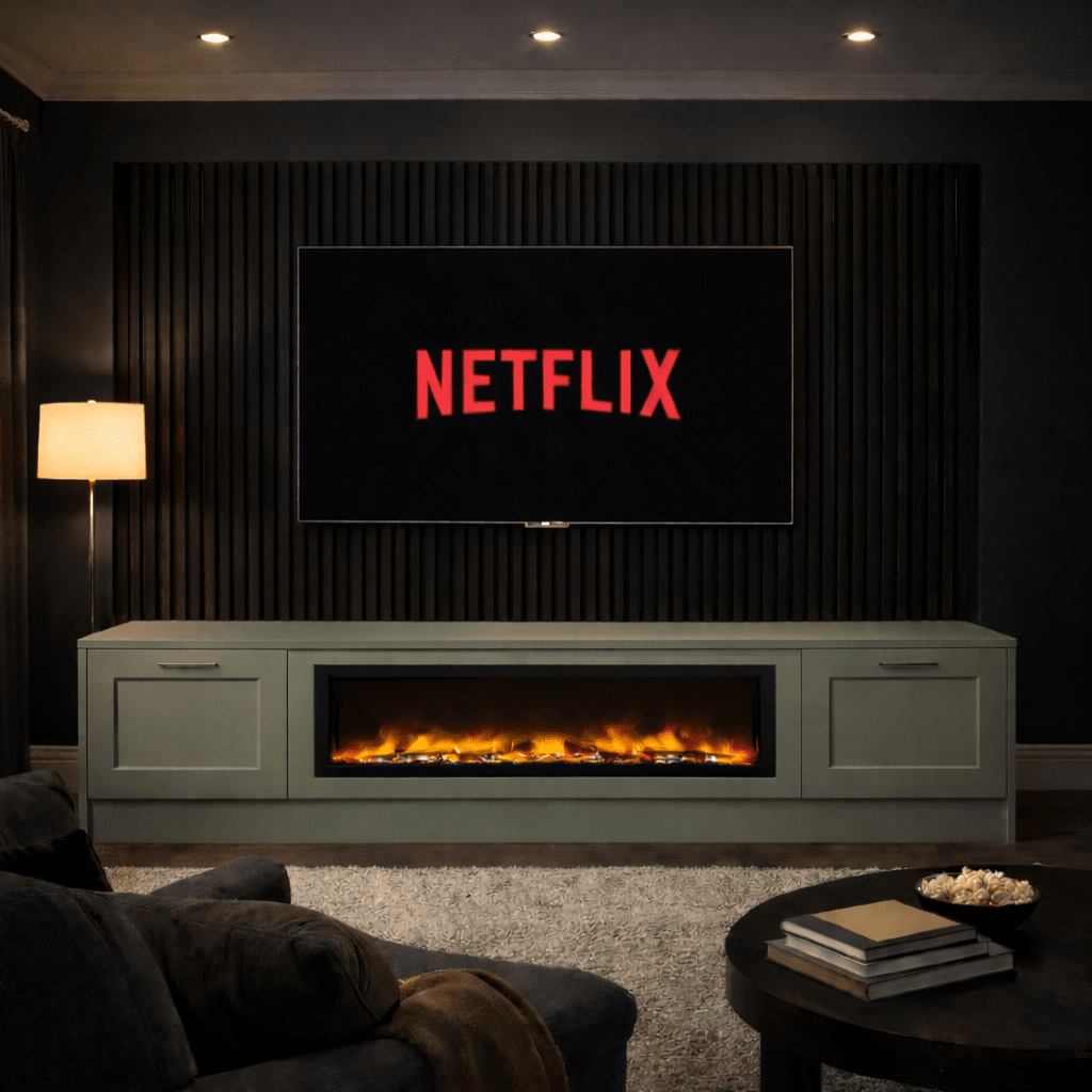 40" Fireplace Media Wall Entertainment with Shaker Door Base - For Up to 100" TVs 13 - Online Bedrooms