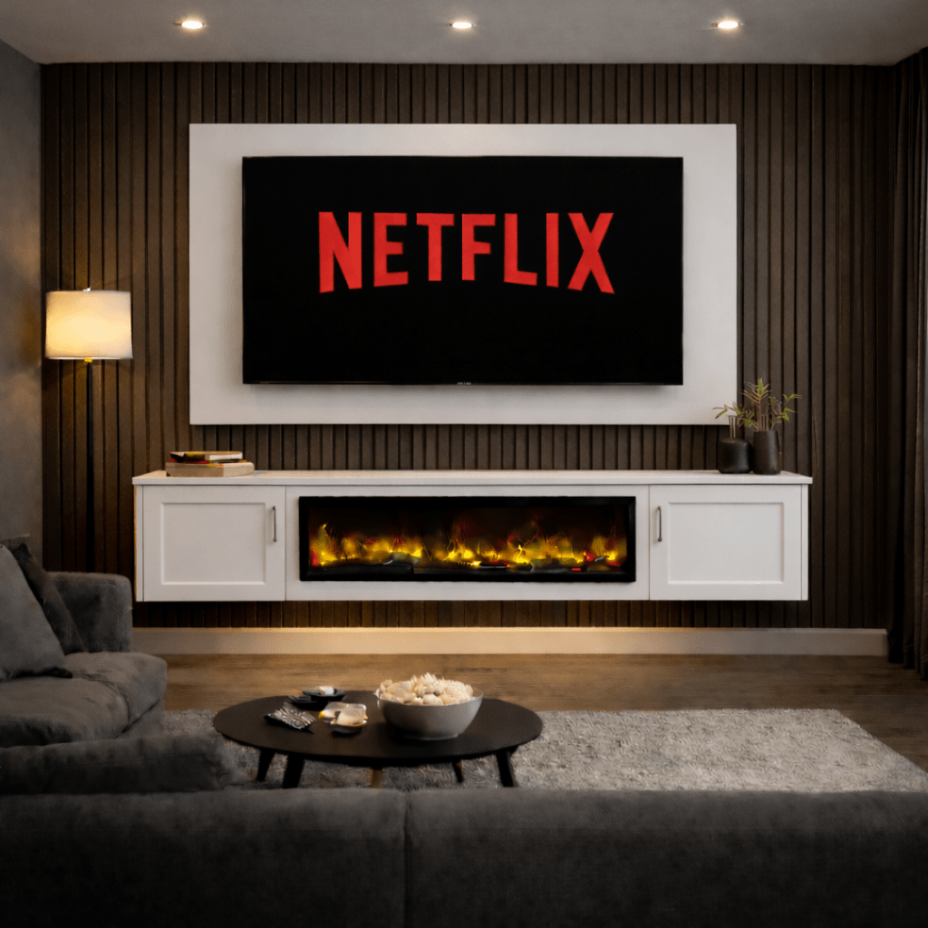 40" Floating Fireplace Media Wall Entertainment Bundle with Shaker Doors - For Up to 70" TVs 1 - Online Bedrooms