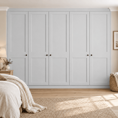 5 Door 2 Panel Shaker Front Frame Fitted Wardrobe - Widths Available 2601 - 3200mm 8 - Online Bedrooms