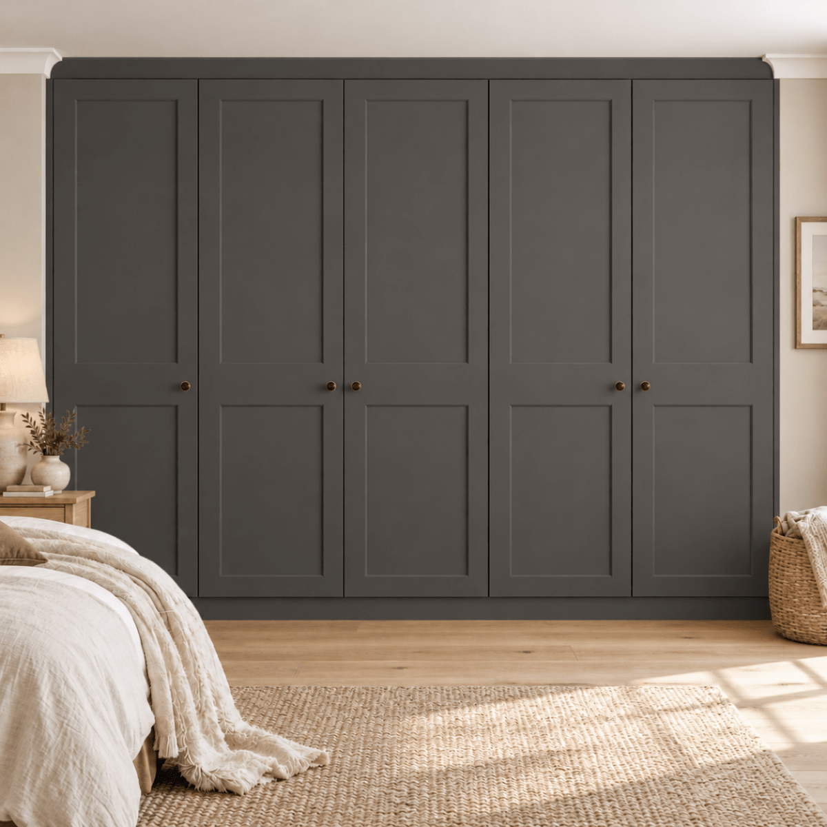 5 Door 2 Panel Shaker Front Frame Fitted Wardrobe - Widths Available 2601 - 3200mm 11 - Online Bedrooms