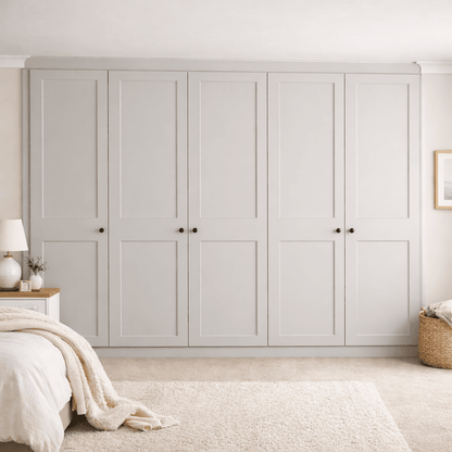 5 Door 2 Panel Shaker Front Frame Fitted Wardrobe - Widths Available 2601 - 3200mm 7 - Online Bedrooms