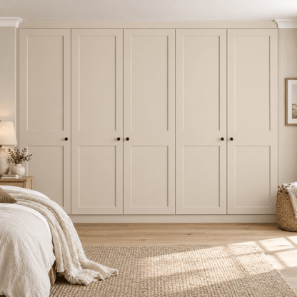 5 Door 2 Panel Shaker Front Frame Fitted Wardrobe - Widths Available 2601 - 3200mm 1 - Online Bedrooms