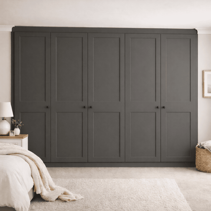 5 Door 2 Panel Shaker Front Frame Fitted Wardrobe - Widths Available 2601 - 3200mm 14 - Online Bedrooms