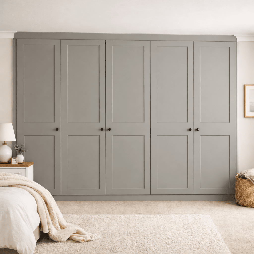 5 Door 2 Panel Shaker Front Frame Fitted Wardrobe - Widths Available 2601 - 3200mm 8 - Online Bedrooms