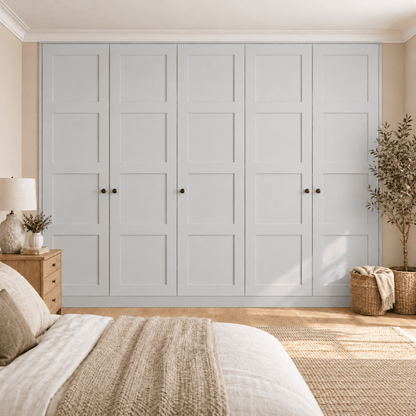 5 Door 4 Panel Shaker Front Frame Fitted Wardrobe - Widths Available 2601 - 3200mm 11 - Online Bedrooms