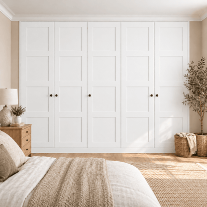 5 Door 4 Panel Shaker Front Frame Fitted Wardrobe - Widths Available 2601 - 3200mm 13 - Online Bedrooms