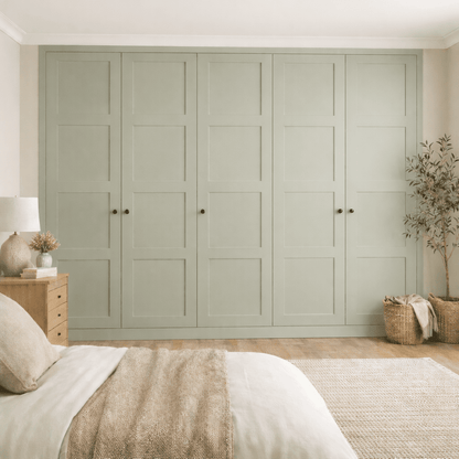 5 Door 4 Panel Shaker Front Frame Fitted Wardrobe - Widths Available 2601 - 3200mm 11 - Online Bedrooms