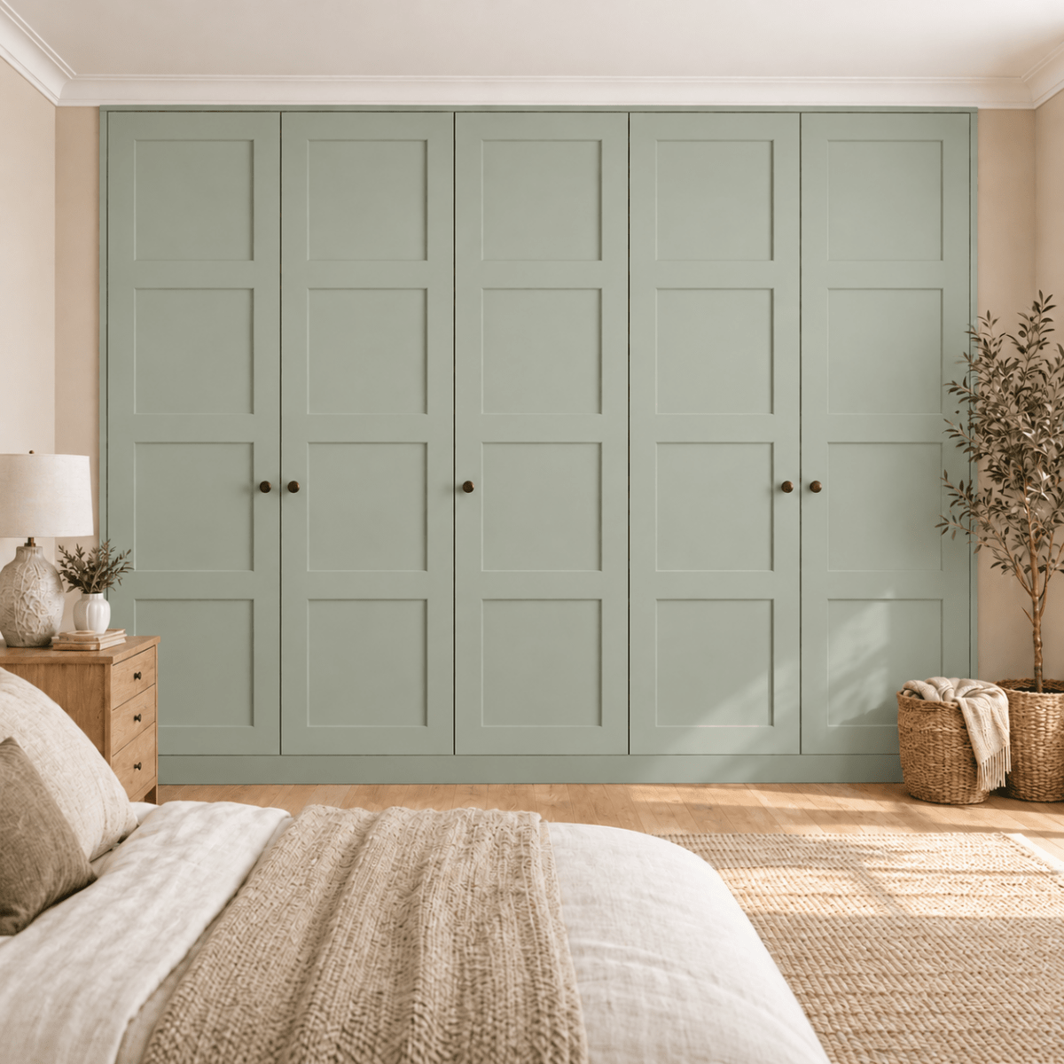 5 Door 4 Panel Shaker Front Frame Fitted Wardrobe - Widths Available 2601 - 3200mm 8 - Online Bedrooms