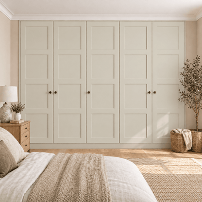 5 Door 4 Panel Shaker Front Frame Fitted Wardrobe - Widths Available 2601 - 3200mm 14 - Online Bedrooms