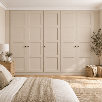 5 Door 4 Panel Shaker Front Frame Fitted Wardrobe - Widths Available 2601 - 3200mm 1 - Online Bedrooms