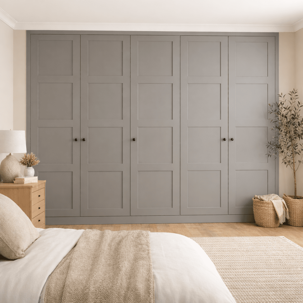 5 Door 4 Panel Shaker Front Frame Fitted Wardrobe - Widths Available 2601 - 3200mm 8 - Online Bedrooms